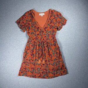 Idyllwind Dress Blossom Court Floral Paisley Orange Women’s XS Boho Western Cute